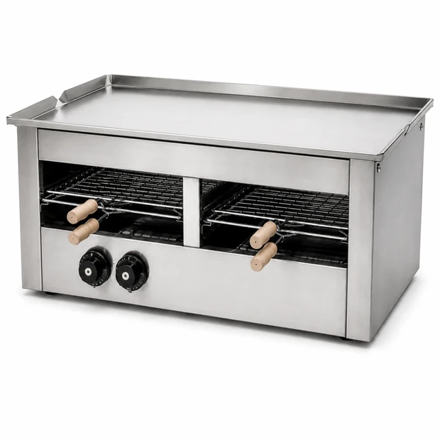 Sandwich toaster with griddle twin natural gas